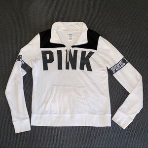 white PINK brand quarter zip